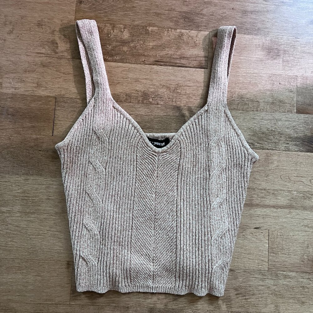 Express Cable knit v neck tank, size xl